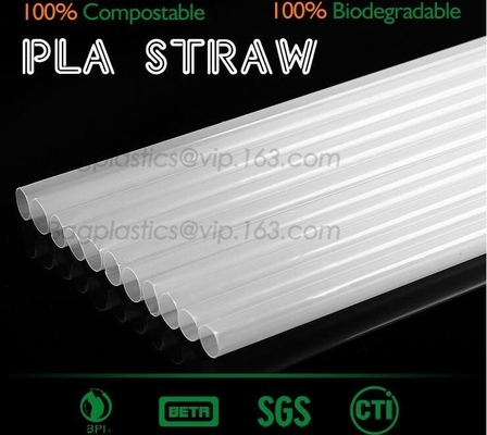 Corn starch 100% biodegradable PLA drinking straw, PLA straw for cold drink plastic cup, 100% compostable flexible straw