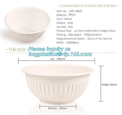 24oz disposable plastic soup bowl corn starch white bowls with lids,Disposable Round Soup Corn Starch Biodegradable Bowl