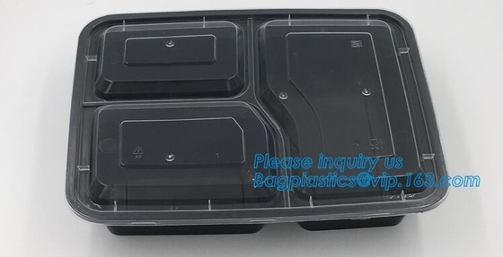 Wholesale 3 Compartment Take away Microwave PP High Quality food container Plastic Prep Meal disposable bento box with l