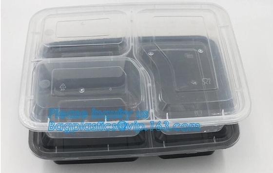 Wholesale 3 Compartment Take away Microwave PP High Quality food container Plastic Prep Meal disposable bento box with l