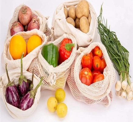 Recyclable Laundry Wholesale Cotton Mesh Bag,Reusable Solid Shopping Bag String Grocery Bag Shopper Cotton Tote Mesh Net