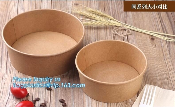 Salad Cup, Soup Cup, Salad Bowl, Soup Bowl, Large Capacity Disposable Kraft Paper Bowl With Paper Lid Eco Takeaway Food