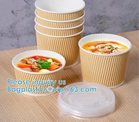 Salad Cup, Soup Cup, Salad Bowl, Soup Bowl, Large Capacity Disposable Kraft Paper Bowl With Paper Lid Eco Takeaway Food