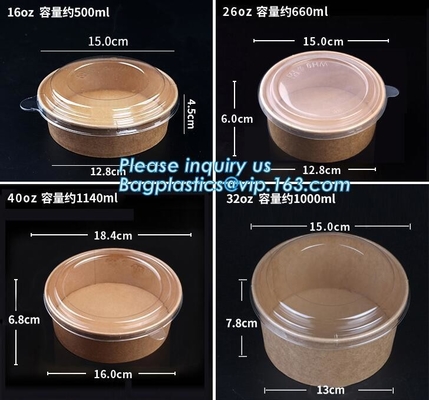 Salad Cup, Soup Cup, Salad Bowl, Soup Bowl, Large Capacity Disposable Kraft Paper Bowl With Paper Lid Eco Takeaway Food
