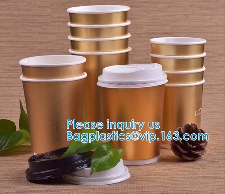 Gold Party Cups, Disposable Coffee Cups With Lids - Insulated Hot Cups To Go - Luxury Glitter Paper Cups