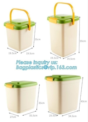 wheelie plastic airtight set 3-piece pet food container, 20KG 53L pet food pp plastic box container for storage, bagease