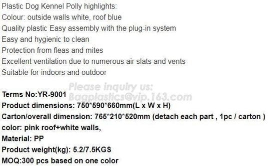 OEM Outdoor plastic cheap Dog kennel /Pet House in Garden, Indoor &outdoor waterproof portable plastic dog kennel/dog ho
