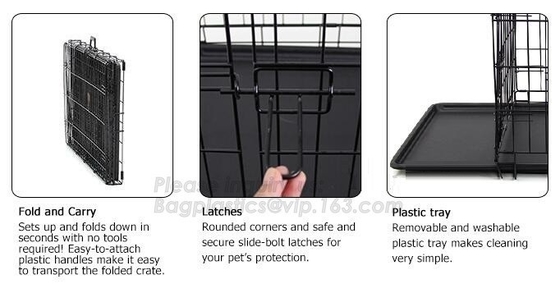 wholesale heavy duty stainless steel dog cage , large double foldable dog kennel, Vet Cage Bank Pet Cages Round Cornered