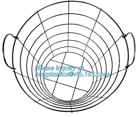Customized Wire Diameter Stock Pot Cooking Wire Mesh Metal Storage Basket, Industrial Metal Wire Storage Basket With Han