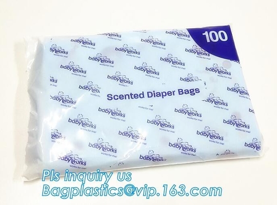 Amazon hot sale scented disposable Nappy sacks bag baby diaper bag, Eco-Friendly Scented Baby sacks tie handle disposal