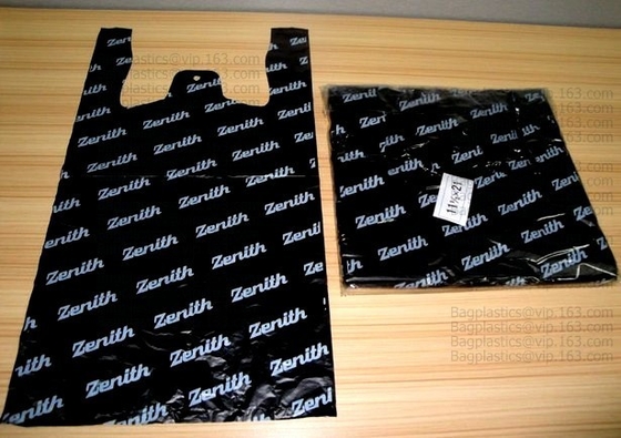 Starch Biodegradable T Shirt Bags Made Of PLA PBAT, 100% Biodegradable & Compostable,T-Shirt Shopping Bags, DOLLAR STORE