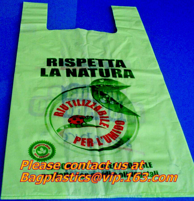 Eco Friendly Compostable Packaging 100% Biodegradable Corn Starch Shopping T-Shirt Bags For Carry Out