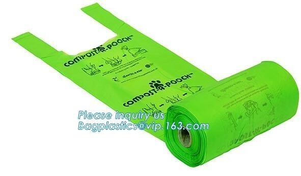 100% Eco Friendly Plastic Shopping Bags/T-Shirt Compostable Food Packaging For Supermarkt, Disposable Plastic Garbage Ba