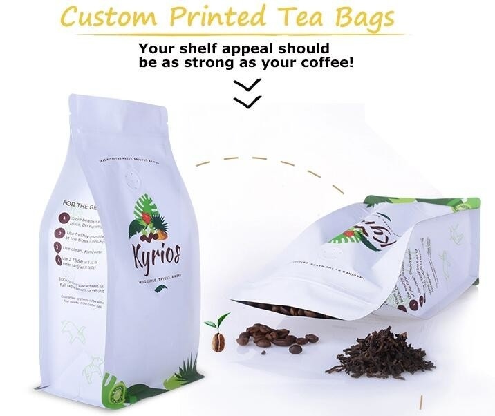 Eco Recyclable Reusable Resealable Doypack Coffee Tea Bag Red Stand up Pouch with Valve and k Chocolate, Potato
