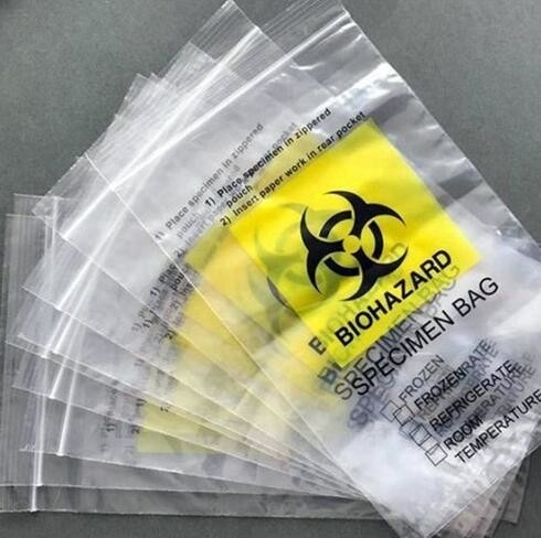 Biohazard 4 Layer Specimen Transport bag, pe glove, pe packaging, pe bags on roll, disposable PE gloves, disposable bag