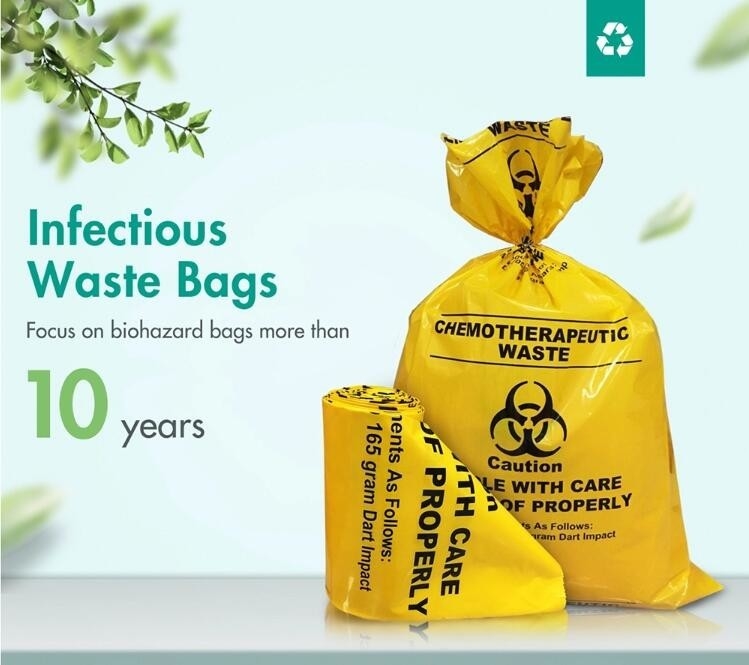 Cytotoxic Waste Bags, Hazadous Waste Disposal Chemotherapy Waste Bags Zipper Enclosure With Pouch