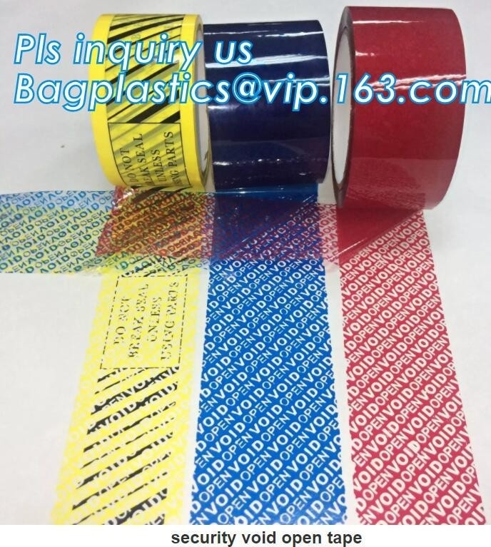 Supply tamper proof plastic open void tape for seal courier bag envelopes with CE&ISO Air Mouse TV Box PCs OS bagplastic