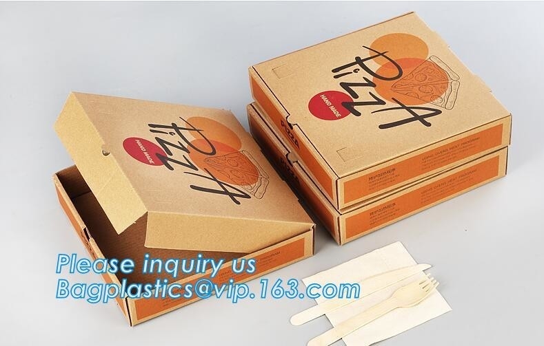 Custom Pizza Packing Paper Box Corrugated With Different Size, Recycle Paper Simple Pizza Package Lunch Box